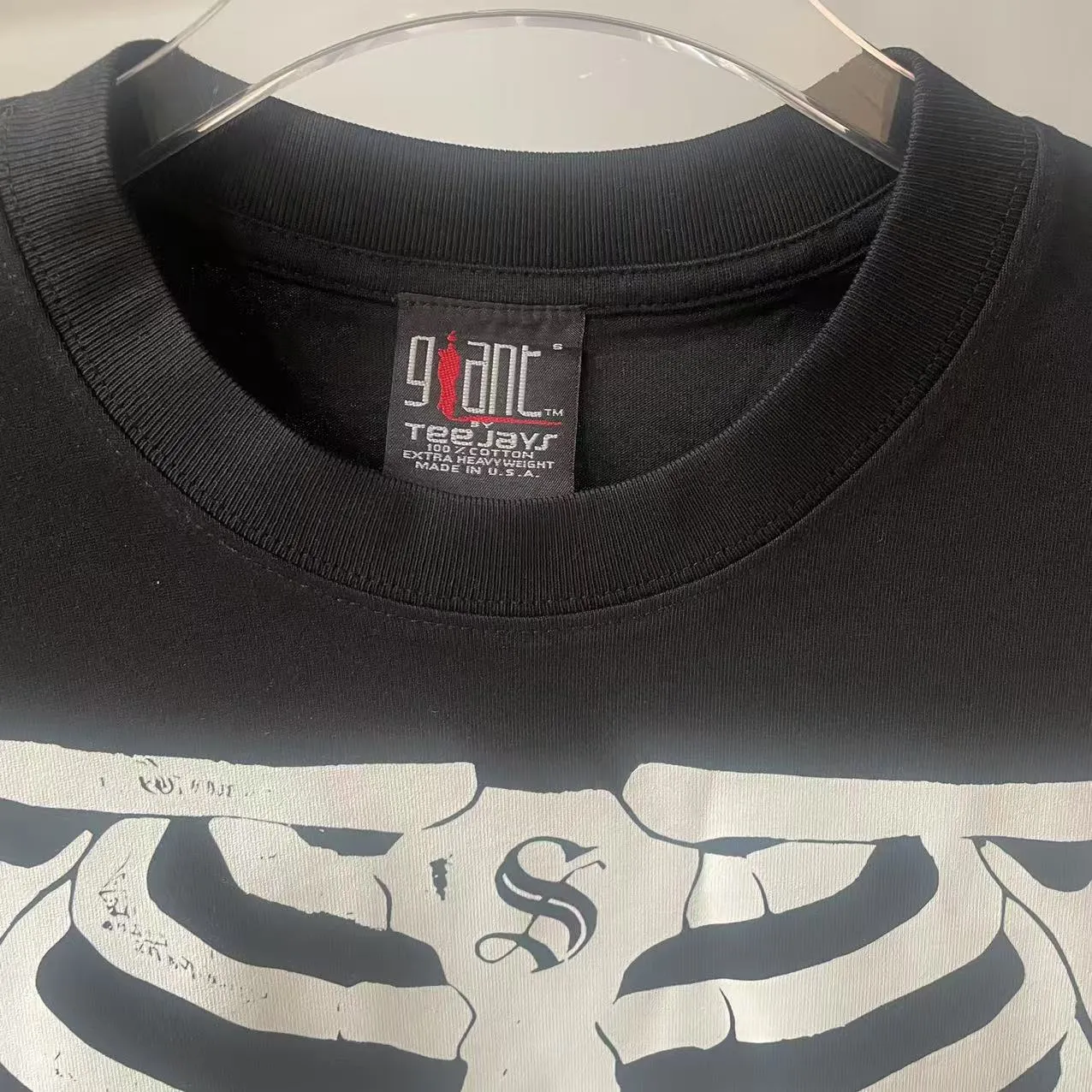 G117 Saint skeleton printed short sleeves P100 230g double yarn combed cotton S-XL